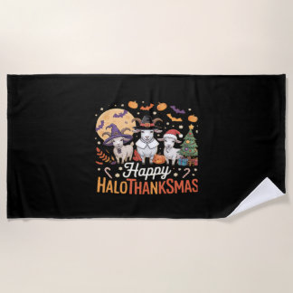 Cute Flamingo Thanksgiving I'm Not a Turkey! Funny Beach Towel