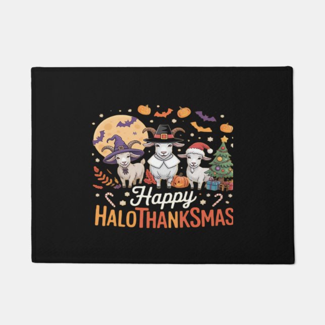 Cute Flamingo Thanksgiving I'm Not a Turkey! Funny Doormat (Front)