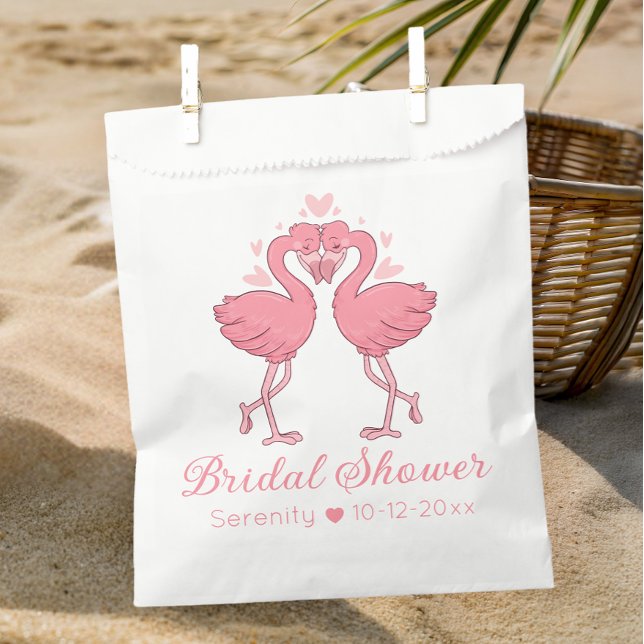 Cute Flamingo Tropical Pink Hawaiian Bridal Shower Favour Bags (Creator Uploaded)