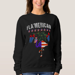 Cute Flamingo US Flag 4th Of July Flamerican Firew Sweatshirt