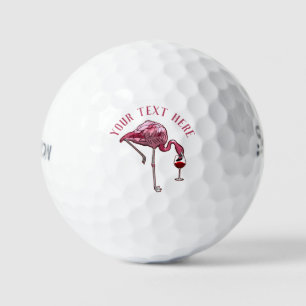 Cute Flamingo Wine Drinker Custom Team Golf Balls