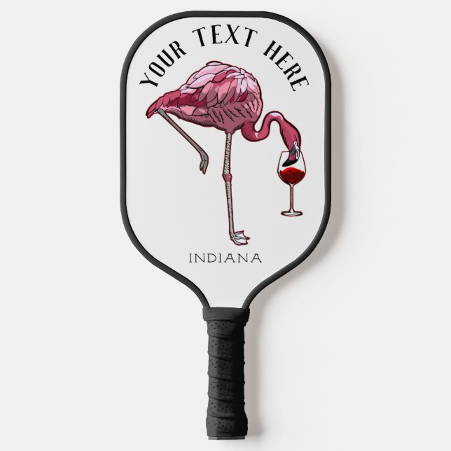 Cute Flamingo Wine Drinker Novelty Gifts Pickleball Paddle (Front)