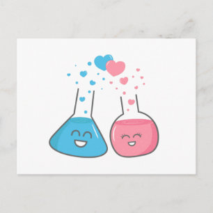 Cute flasks in love, we've got chemistry postcard