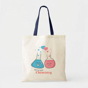Cute flasks in love, we've got chemistry tote bag