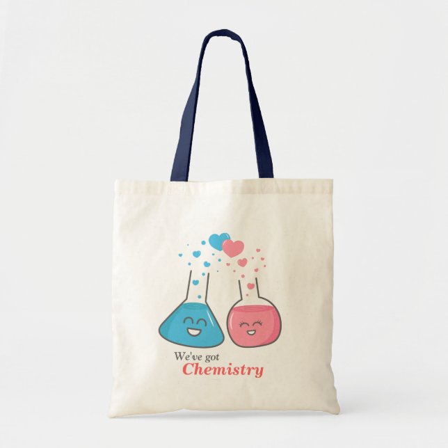 Cute flasks in love, we've got chemistry tote bag (Front)