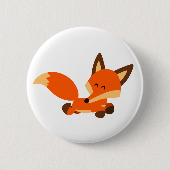Cute Fleet Cartoon Fox Button Badge (Front)