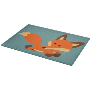 Cute Fleet Cartoon Fox Cutting Board