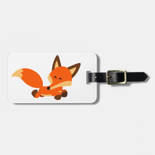 Cute Fleet Cartoon Fox Luggage Tag (Front Horizontal)