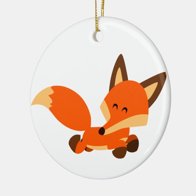 Cute Fleet Cartoon Fox Ornament (Left)
