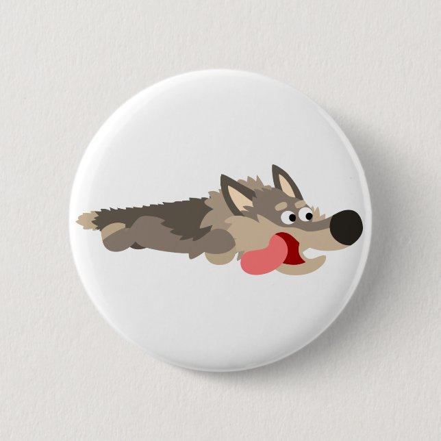 Cute Fleet Cartoon Wolf Button Badge (Front)