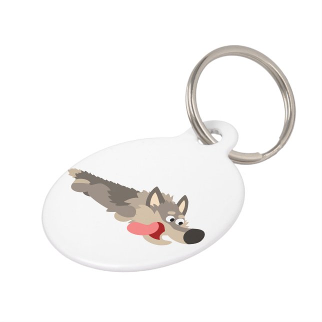 Cute Fleet Cartoon Wolf Dog Tag (Side)