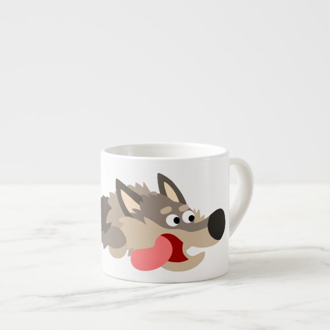 Cute Fleet Cartoon Wolf Espresso Mug (Front Right)