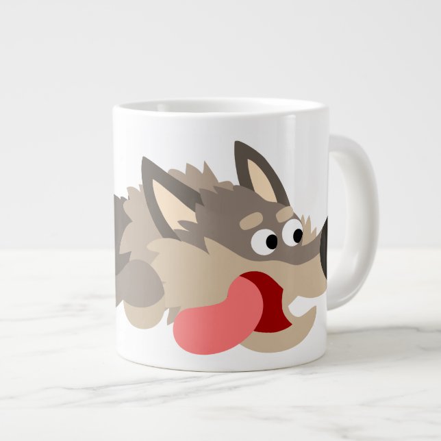 Cute Fleet Cartoon Wolf Jumbo Mug (Front Right)