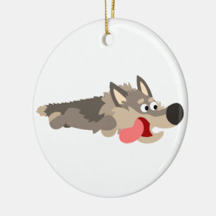 Cute Fleet Cartoon Wolf Ornament