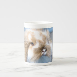 Cute Flemish white and brown rabbit     Bone China Mug