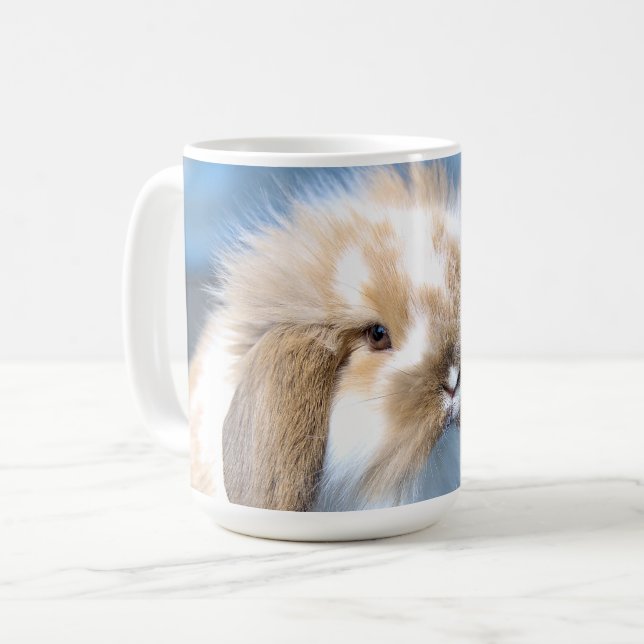 Cute Flemish white and brown rabbit   Coffee Mug (Front Left)