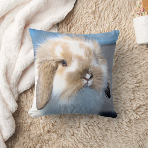 Cute Flemish white and brown rabbit  Cushion