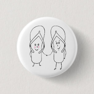 cute flip flop, couple, sandal theme 3 cm round badge
