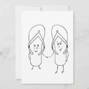 cute flip flop, couple, sandal theme invitation