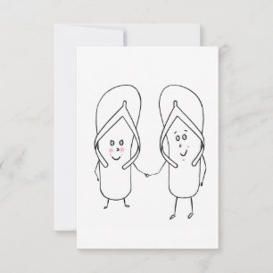cute flip flop, couple, sandal theme thank you card