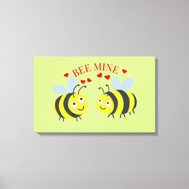 Cute Flirt Bee Mine love Valentine's day Gift Idea Canvas Print (Front)
