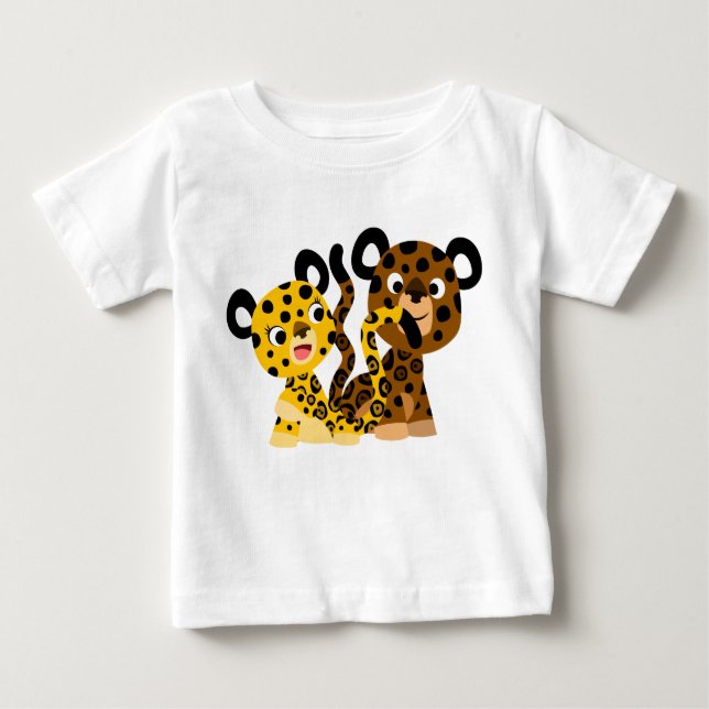 Cute Flirtatious Cartoon Jaguars Baby T-Shirt (Front)