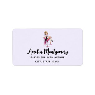 Cute Flirty Girl in a Martini Glass Address Label