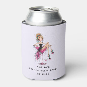 Cute Flirty Girl in a Martini Glass Bachelorette Can Cooler