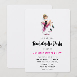 Cute Flirty Girl in a Martini Glass Bachelorette Invitation