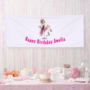 Cute Flirty Girl in a Martini Glass Birthday Banner