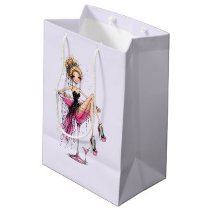Cute Flirty Girl in a Martini Glass Medium Gift Bag