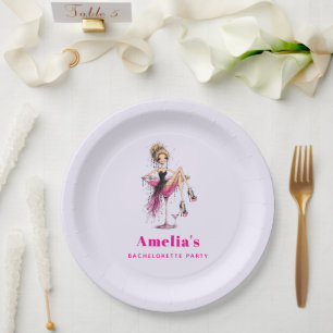 Cute Flirty Girl in a Martini Glass Paper Plate
