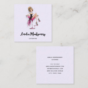 Cute Flirty Girl in a Martini Glass Square Business Card