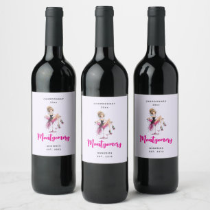 Cute Flirty Girl in a Martini Glass Wine Making Label