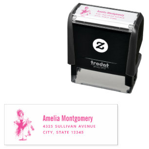 Cute Flirty Lady in a Martini Glass Address Self-inking Stamp