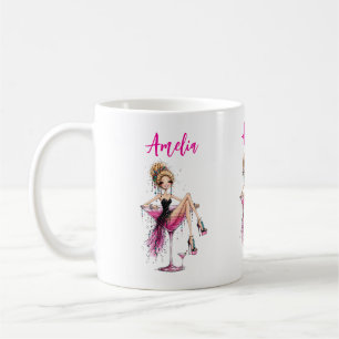 Cute Flirty Lady in a Martini Glass Coffee Mug