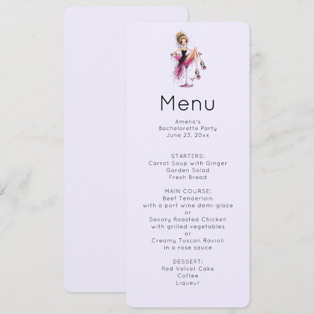 Cute Flirty Lady in a Martini Glass Invitation (Front/Back)
