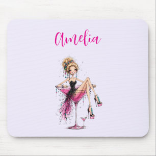 Cute Flirty Lady in a Martini Glass Mouse Pad
