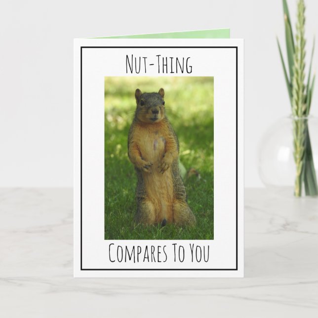 Cute Flirty Squirrel Pun | Love You Card (Front)