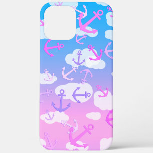 Cute Floating Anchors In The Sky, Pink And Blue iPhone 12 Pro Max Case