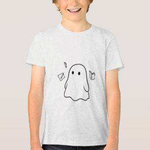 cute floating ghost with stationary Tri-Blend shirt