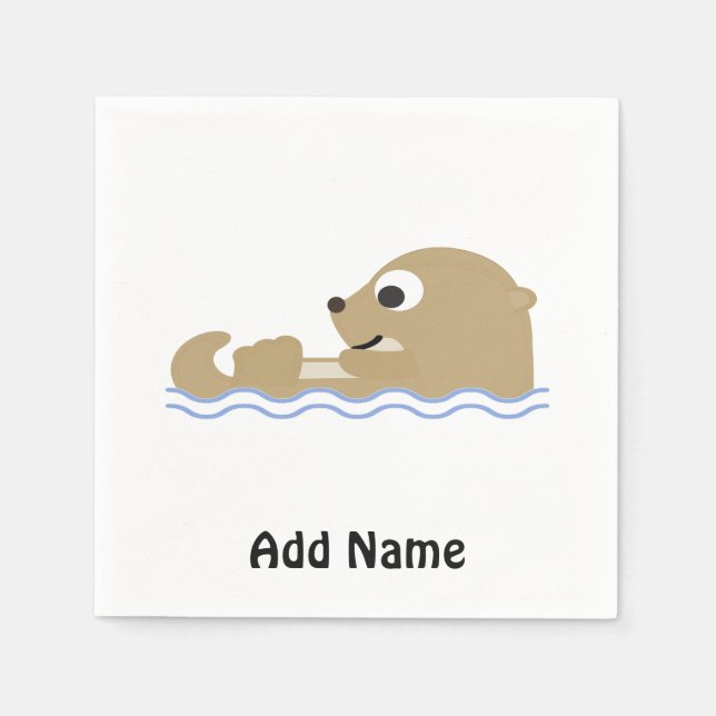 Cute Floating Otter Napkin (Front)