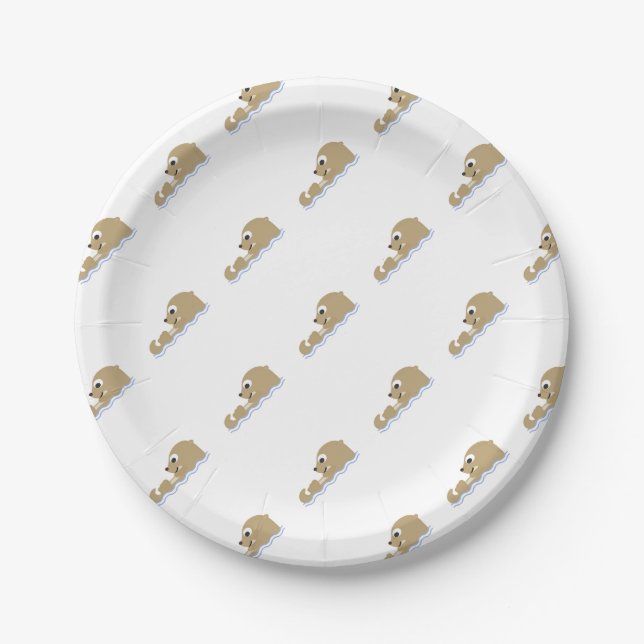 Cute Floating Otter Paper Plate (Front)