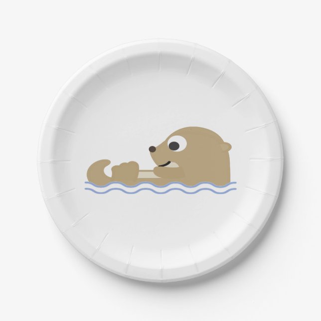 Cute Floating Otter Paper Plate (Front)