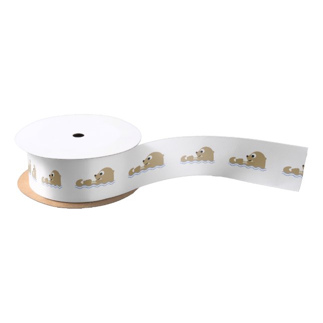 Cute Floating Otter Satin Ribbon (Spool)