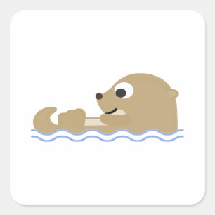Cute Floating Otter Square Sticker