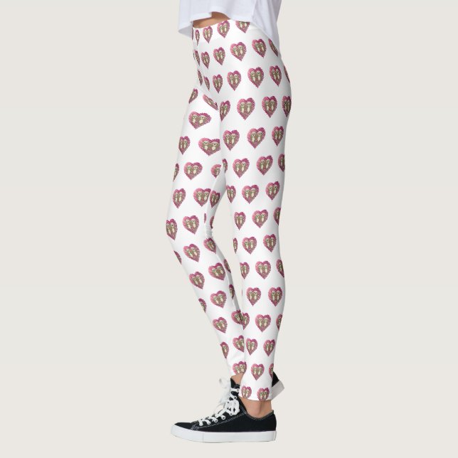 Cute Floating Otters in Love Leggings (Left)