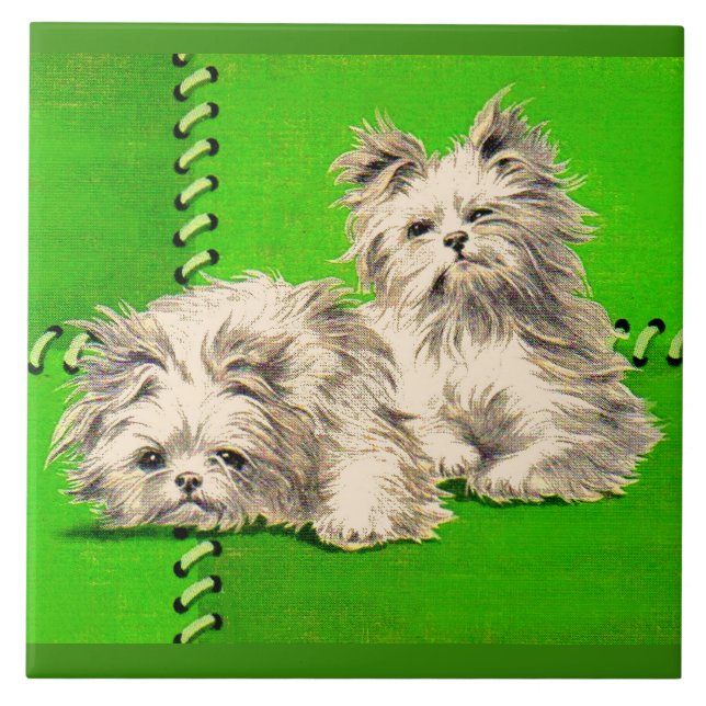 cute floofy dogs tile (Front)