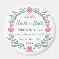 Cute Floral and Dove Wreath Save the Date