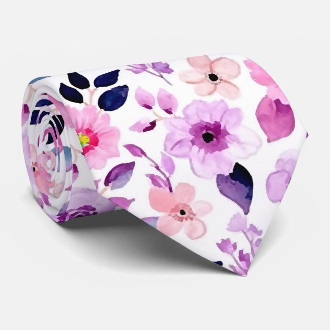 cute floral and glamour seamless pattern  tie (Rolled)